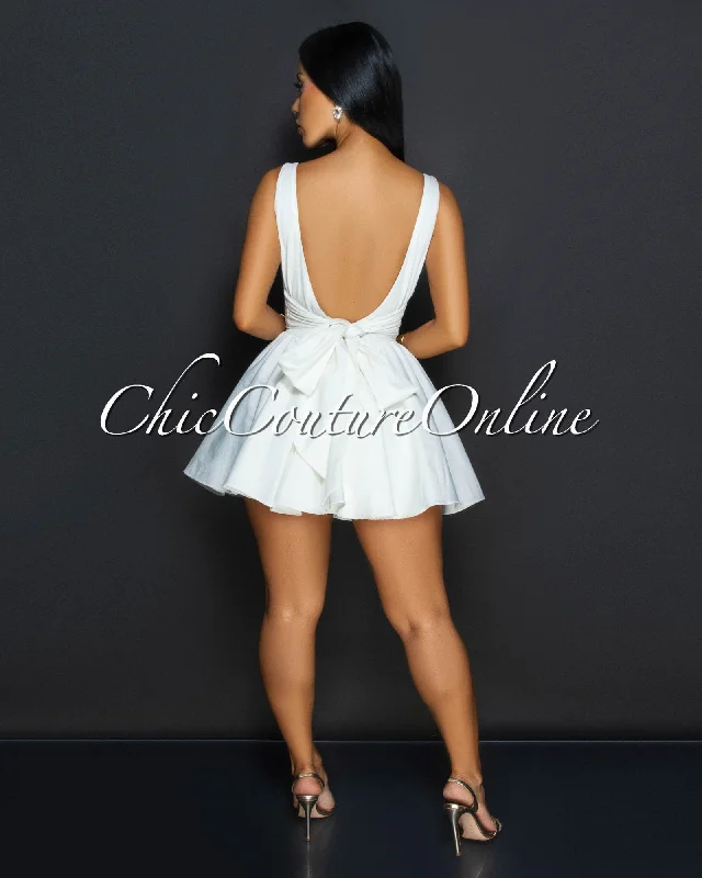 Brayline White Flared Skater Dress Tunics Fleece cozy