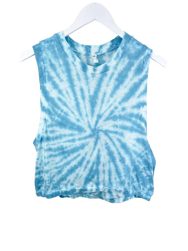 Free People Movement Women's Cropped Tie-Dye Tank Aqua White Size S ivory tank top