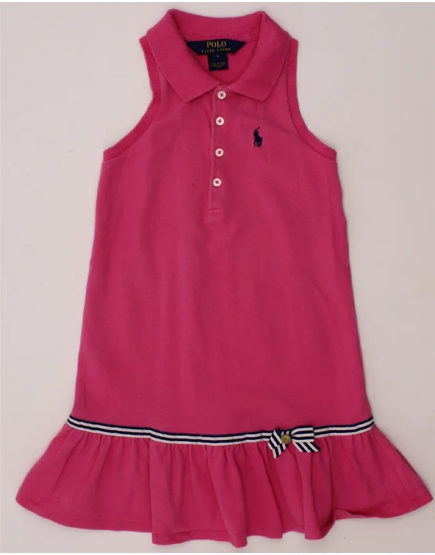 POLO RALPH LAUREN Girls Sleeveless Polo Dress 4-5 Years Pink Cotton Casual Short Summer POLO RALPH LAUREN Girls Sleeveless Polo Dress 4-5 Years Pink Cotton Casual Short Summer