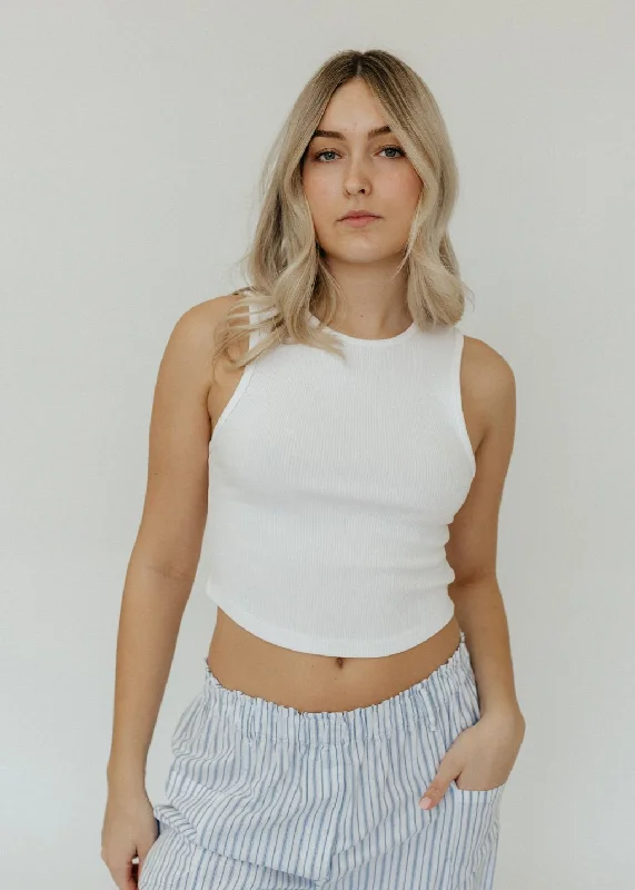 AGOLDE Nova Tank in White mint tank top