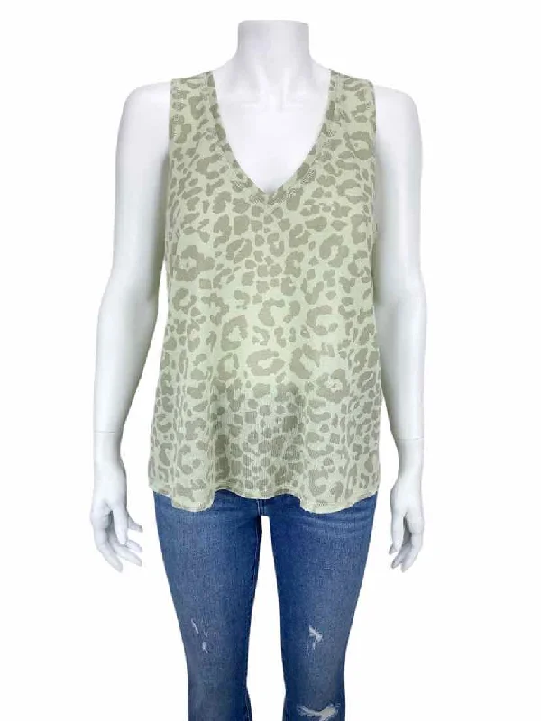 Hem & Thread, Women's Leopard Print Tank, Pale Greenish/Gold, Size L striped tank top