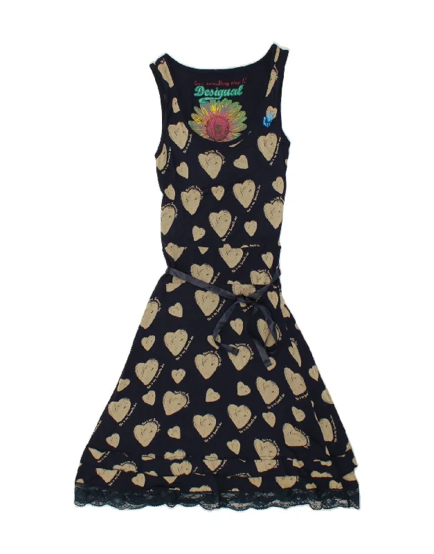 DESIGUAL Womens Graphic Sleeveless A-Line Dress UK 8 Small Navy Blue Tunics Cozy comfortable DESIGUAL Womens Graphic Sleeveless A-Line Dress UK 8 Small Navy Blue Tunics Cozy comfortable