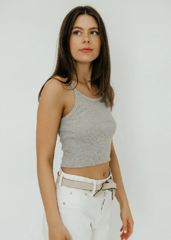 Éterne Cropped Rib Tank Heather Grey baby blue tank