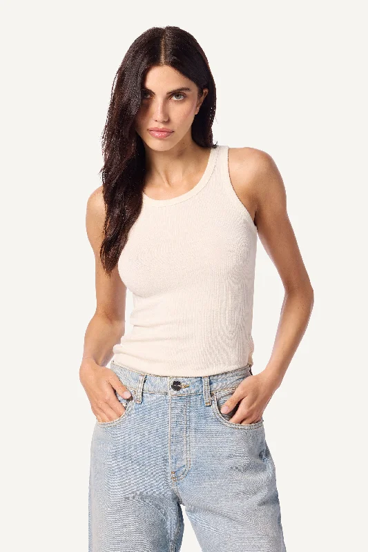 JAMEELA RACERBACK RIB TANK | GARDENIA fitted tank top