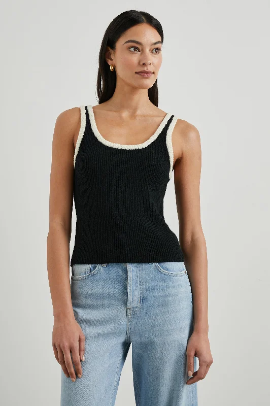 ALBIE TANK - BLACK WHITE CONTRAST flirty tank top