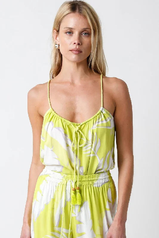 Lemon and Lime Tie Front Tank slim fit tank