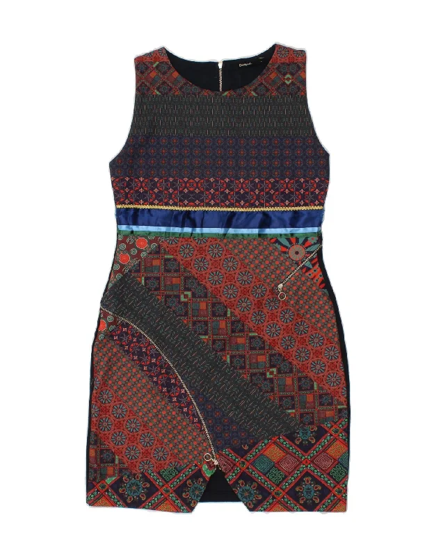 DESIGUAL Womens Graphic Sleeveless Sheath Dress UK 14 Large Black Floral Tunics Floral girly DESIGUAL Womens Graphic Sleeveless Sheath Dress UK 14 Large Black Floral Tunics Floral girly