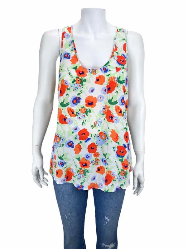 Joie Women's Rain B Poppy Floral Silk Tank White/Multi Size S floral tank top