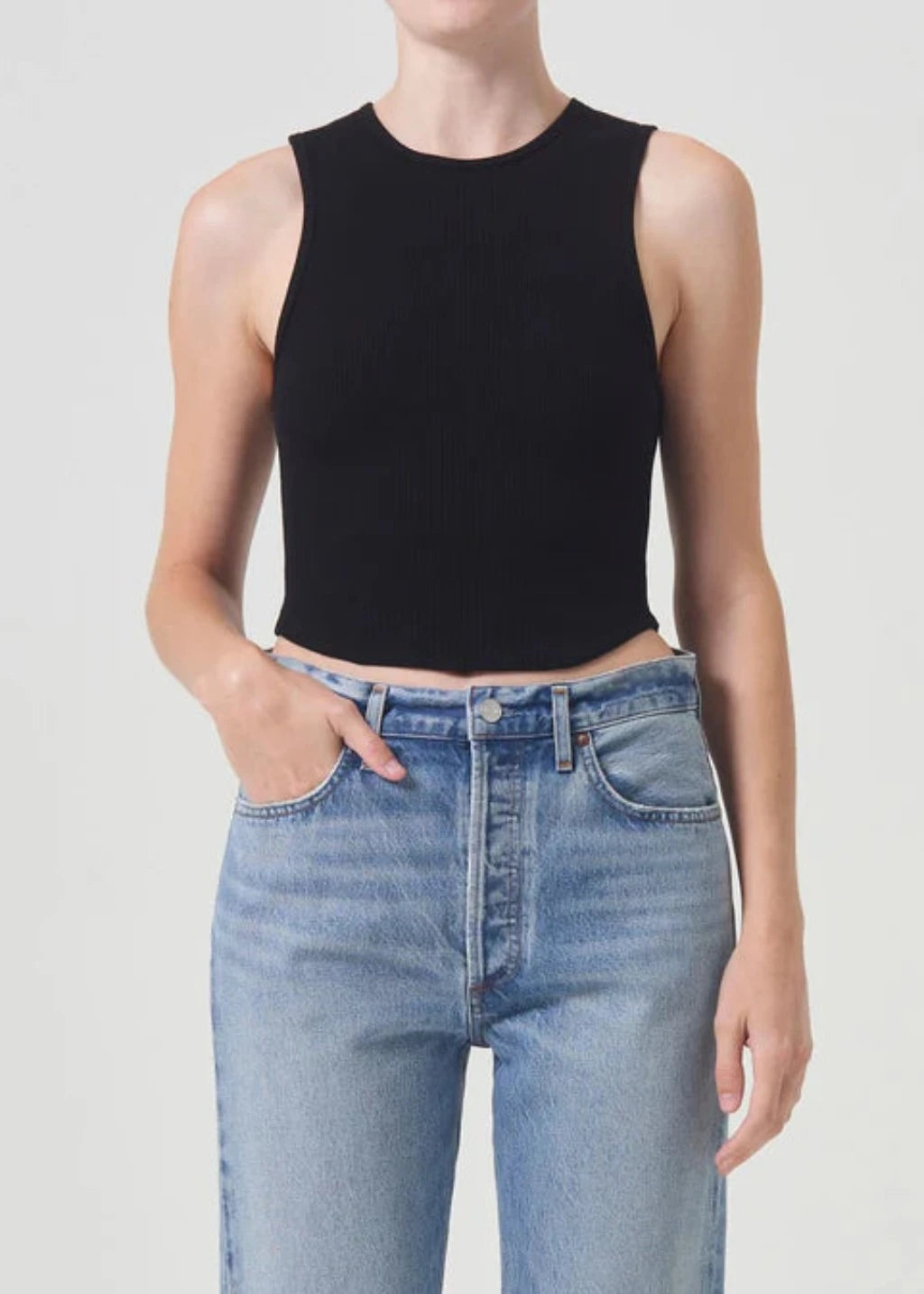 AGOLDE Nova Tank in Black lavender tank top