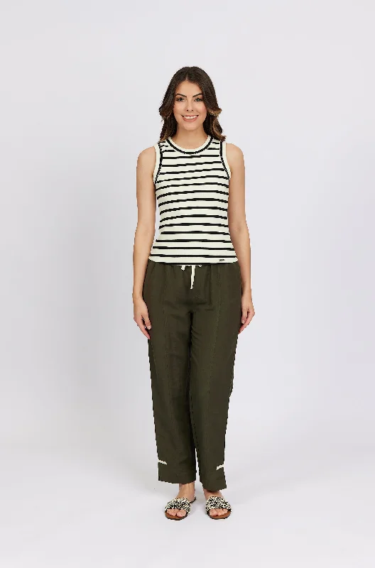 Knewe True Tank - Black/Ecru Stripe ivory tank top