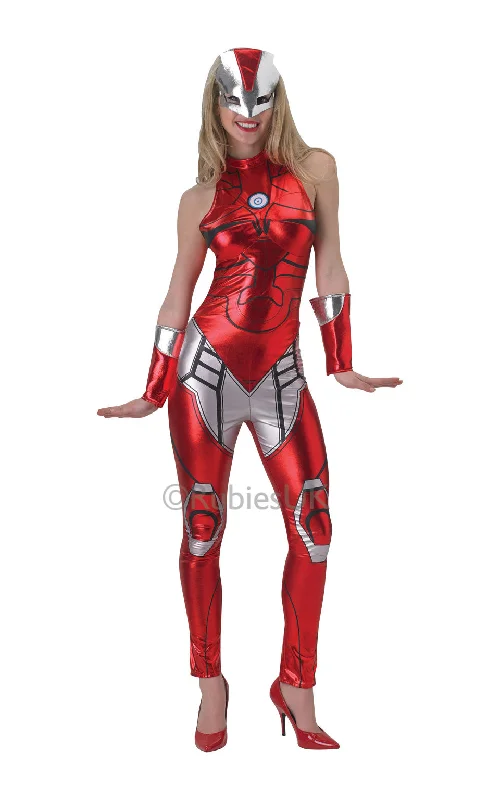 Ladies Superhero Rescue + Mask Fancy Dress Iron Man The Avengers Costume Tunics Print Colorful Ladies Superhero Rescue + Mask Fancy Dress Iron Man The Avengers Costume Tunics Print Colorful