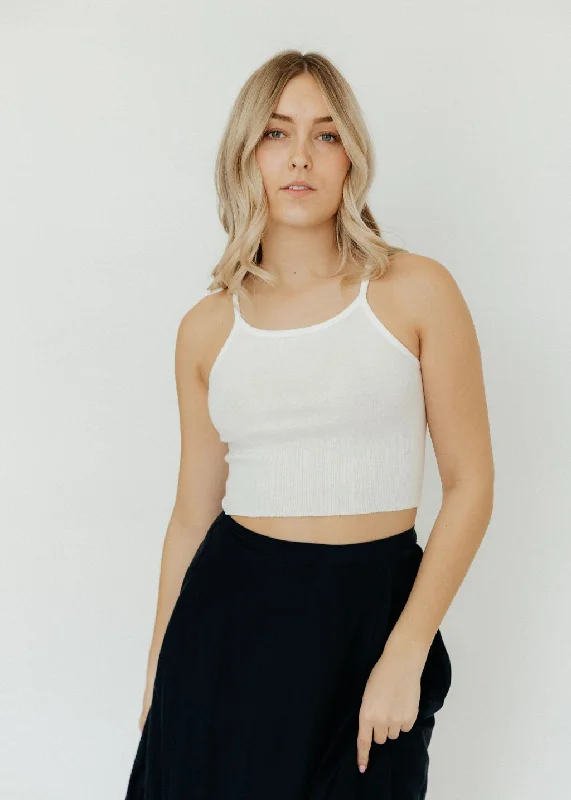 Éterne Cropped Rib Tank in Ivory grey tank top