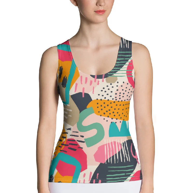 Abstract contemporary seamless pattern Women's Sublimation Cut & Sew Tank Top bronze tank top