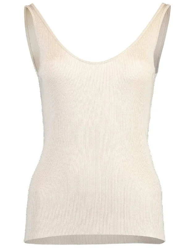 Taupe Ribbed Knit Tank graphic tank top