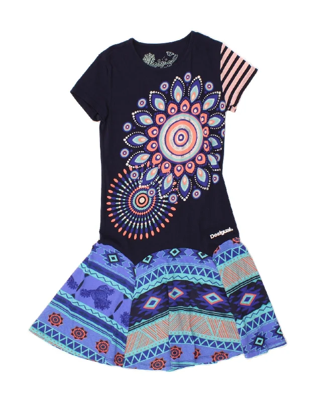 DESIGUAL Girls Graphic A-Line Dress 13-14 Years Navy Blue Fair Isle Cotton Tunics Top rated DESIGUAL Girls Graphic A-Line Dress 13-14 Years Navy Blue Fair Isle Cotton Tunics Top rated