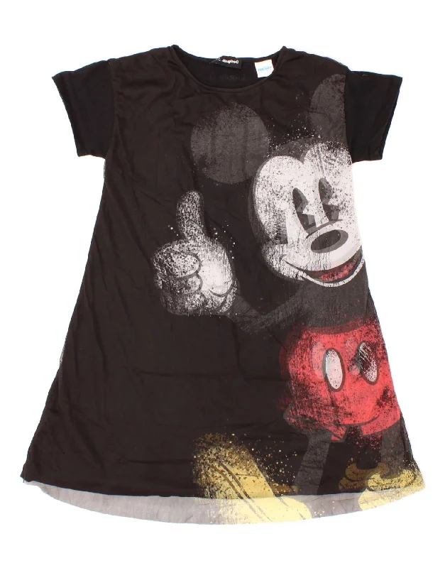 DESIGUAL Girls Mickey Mouse Graphic A-Line Dress 11-12 Years Black Cotton Elegant Long Evening DESIGUAL Girls Mickey Mouse Graphic A-Line Dress 11-12 Years Black Cotton Elegant Long Evening