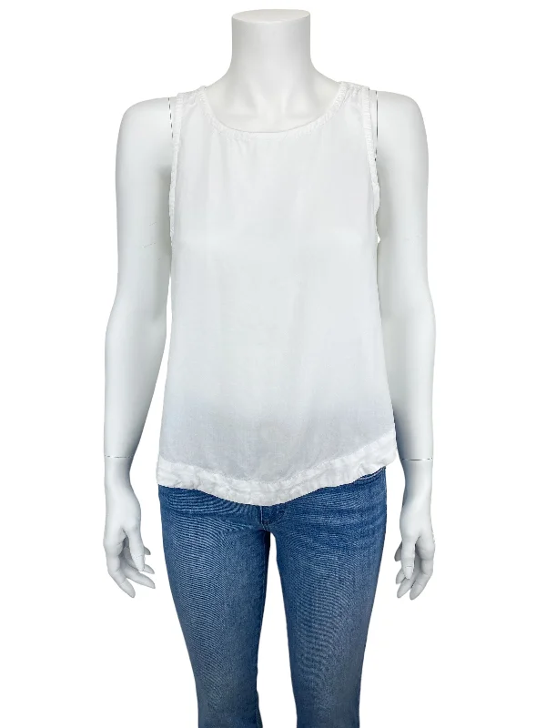 Anthropologie Cloth & Stone Women's Side Button Tank White Size S crew neck tank