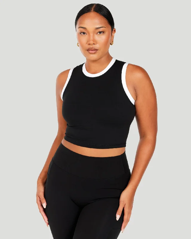 Aura Ringer Tank - Black / White flowy tank top