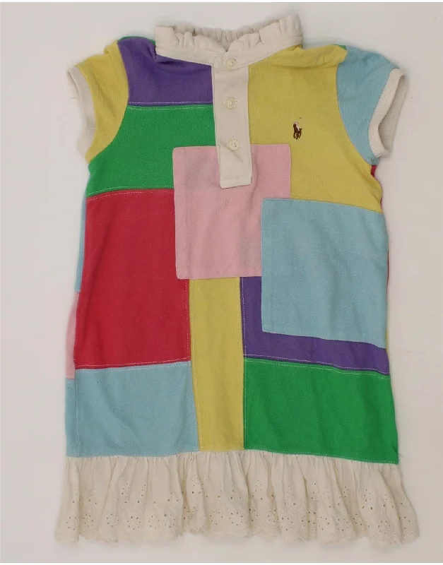 RALPH LAUREN Girls Polo Dress 3-4 Years Multicoloured Colourblock Cotton Floral Print girly RALPH LAUREN Girls Polo Dress 3-4 Years Multicoloured Colourblock Cotton Floral Print girly