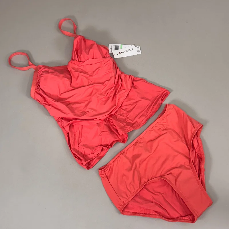 JANTZEN Womens Bathing Suit Women's Tankini Sz-8 Coral Cutie JZ22731S graphic tank top