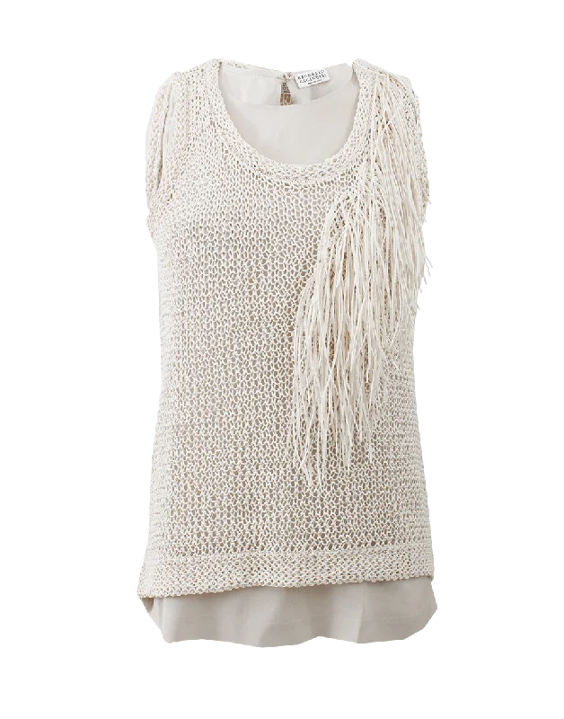 Fringe Detail Macrame Tank lace back tank