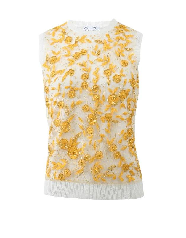 Marigold Embroidered Tank bronze tank top