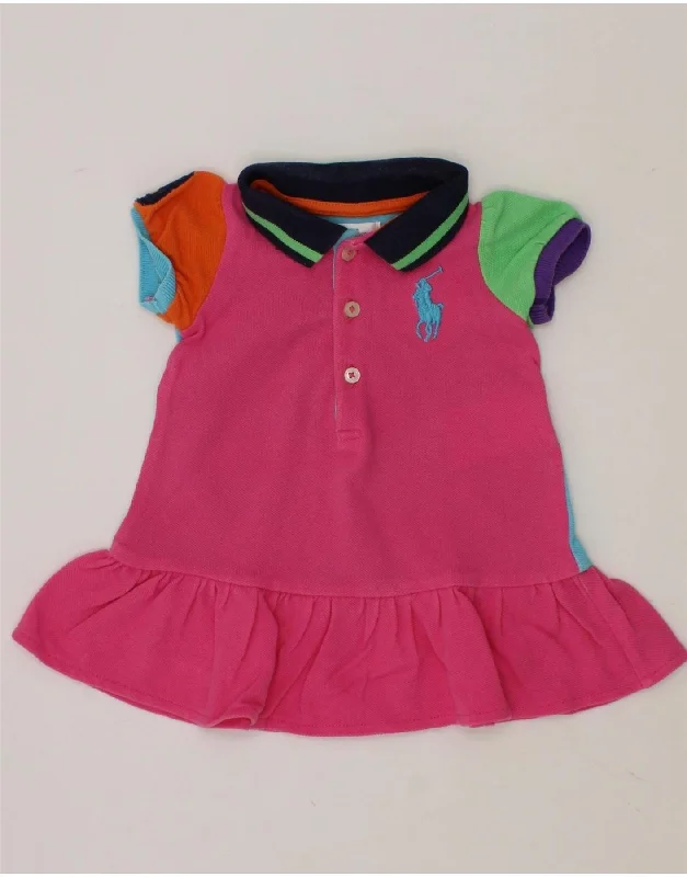 RALPH LAUREN Baby Girls Polo Dress 0-3 Months Pink Colourblock Cotton Maxi Flowy Bohemian RALPH LAUREN Baby Girls Polo Dress 0-3 Months Pink Colourblock Cotton Maxi Flowy Bohemian
