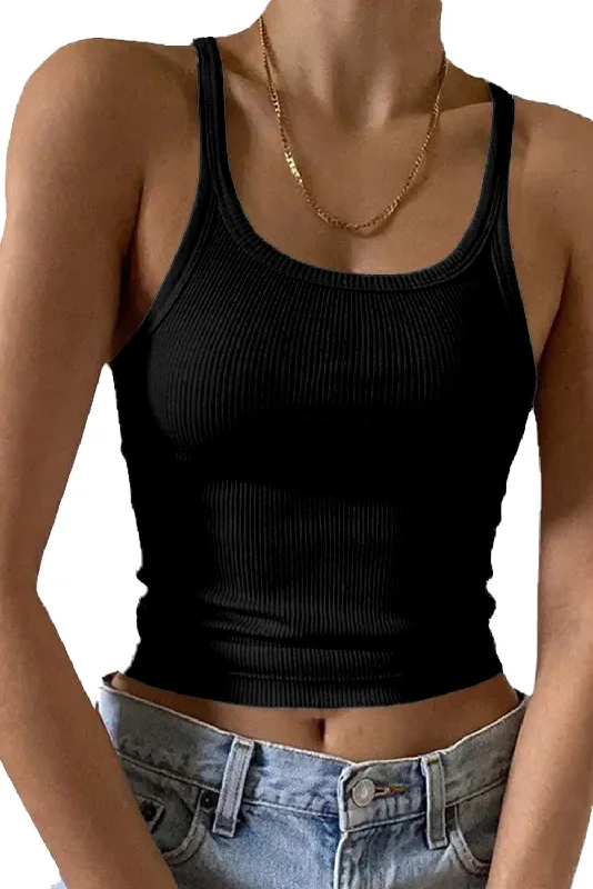 black ribbed cropped tank one shoulder tank
