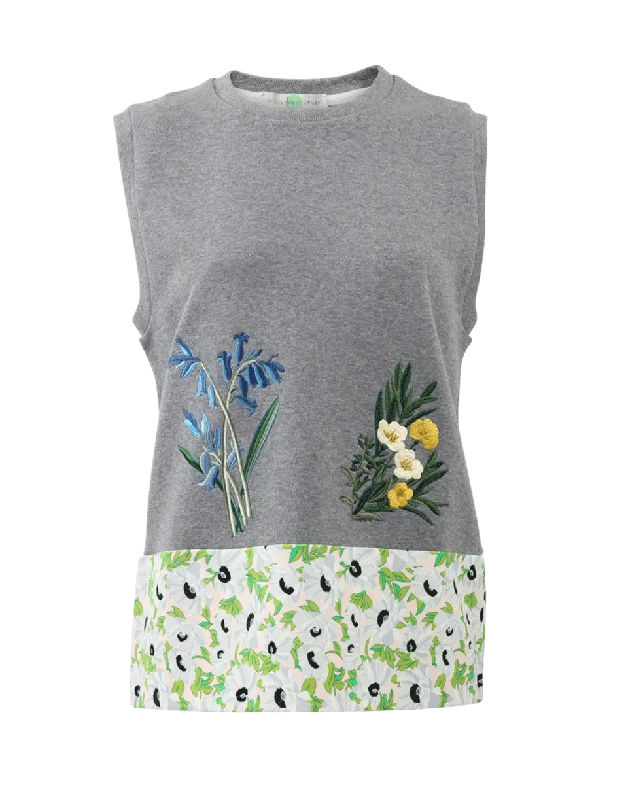 Embroidered Flower Tank lime green tank