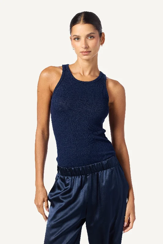 JAMEELA RACERBACK TANK | MIDNIGHT NAVY gym tank top