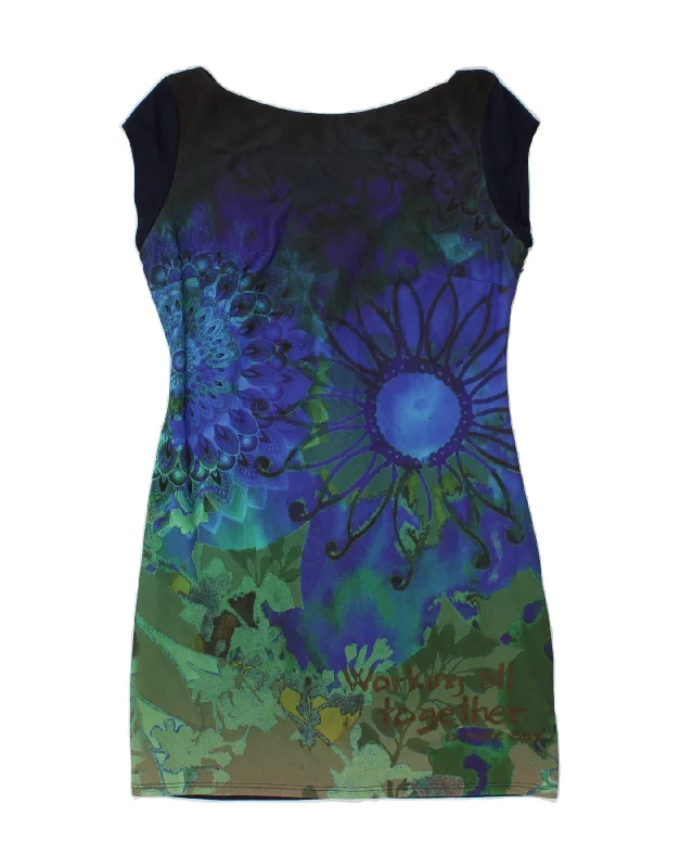 DESIGUAL Womens Graphic Sheath Dress UK 18 XL Navy Blue Floral Polyester Tunics Lace romantic DESIGUAL Womens Graphic Sheath Dress UK 18 XL Navy Blue Floral Polyester Tunics Lace romantic