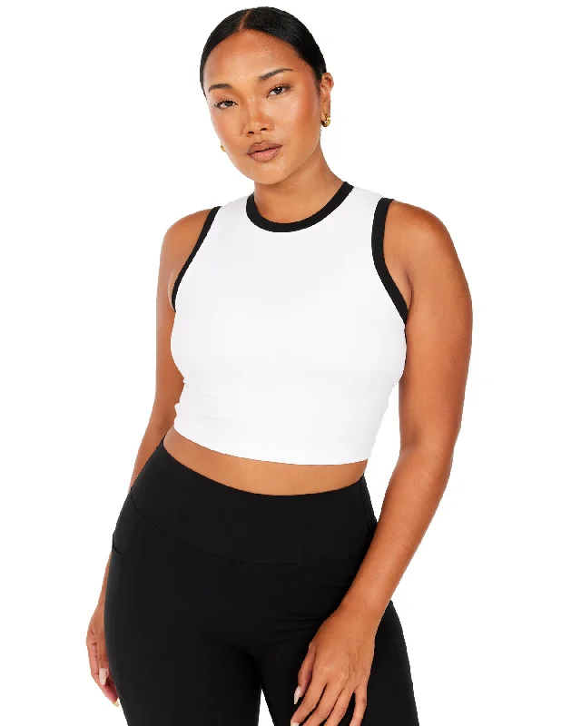 Aura Ringer Tank - White / Black slim fit tank