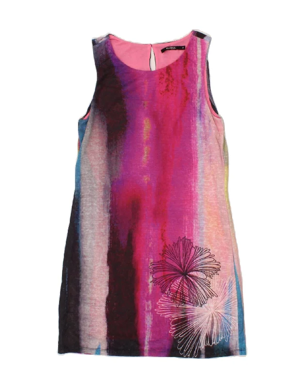 DESIGUAL Womens Sleeveless Shift Dress UK 12 Medium Pink Tie Dye Tunics Running lightweight DESIGUAL Womens Sleeveless Shift Dress UK 12 Medium Pink Tie Dye Tunics Running lightweight