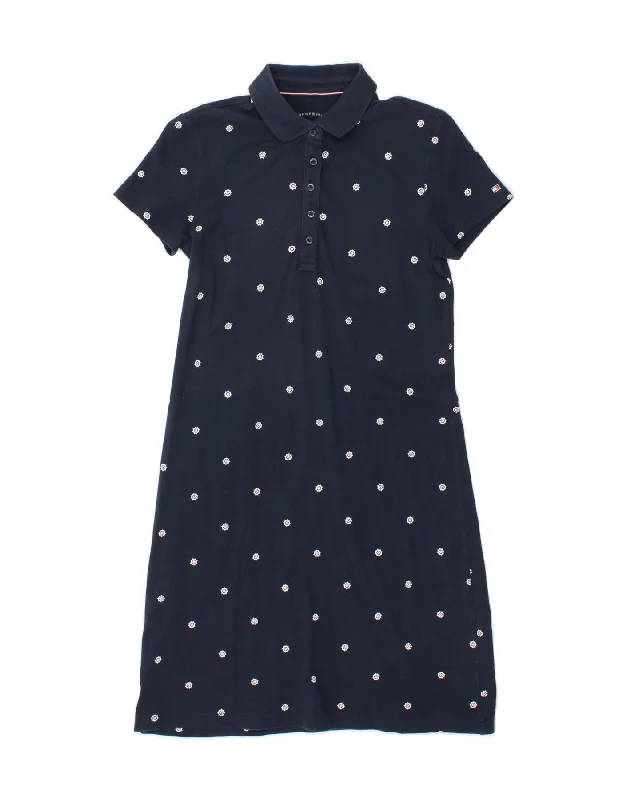 TOMMY HILFIGER Womens Abstract Pattern Polo Dress UK 6 XS Navy Blue Cotton Tunics Chic elegant TOMMY HILFIGER Womens Abstract Pattern Polo Dress UK 6 XS Navy Blue Cotton Tunics Chic elegant