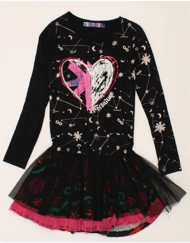 DESIGUAL Girls Graphic Long Sleeve Drop Waist Dress 11-12 Years Black Tunics Review highly DESIGUAL Girls Graphic Long Sleeve Drop Waist Dress 11-12 Years Black Tunics Review highly