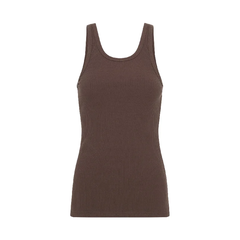 Spell Staples Rib Singlet Tank - Chocolate boho tank top