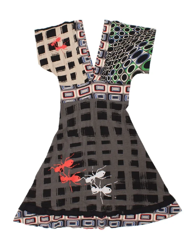 DESIGUAL Womens Graphic A-Line Dress UK 10 Small Black Colourblock Tunics Sophisticated sleek DESIGUAL Womens Graphic A-Line Dress UK 10 Small Black Colourblock Tunics Sophisticated sleek