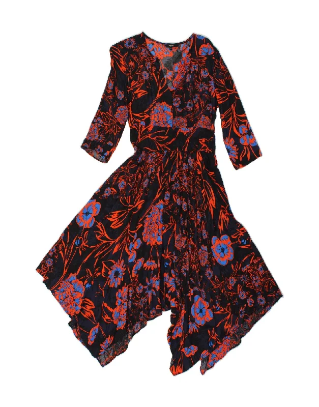 DESIGUAL Womens 3/4 Sleeve Asymmetrical Dress EU 40 Medium Black Floral Tunics Hiking breathable DESIGUAL Womens 3/4 Sleeve Asymmetrical Dress EU 40 Medium Black Floral Tunics Hiking breathable