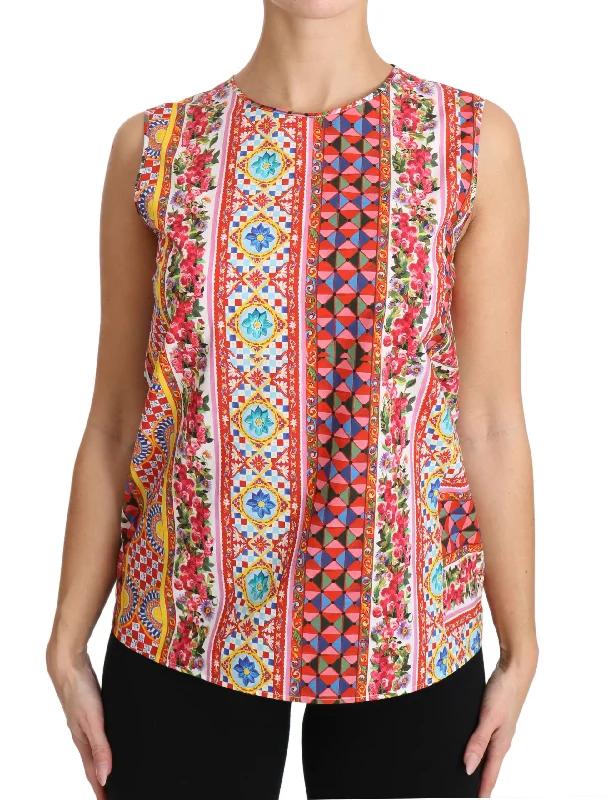 Carretto Print Pure Cotton Tank Top fitness tank top