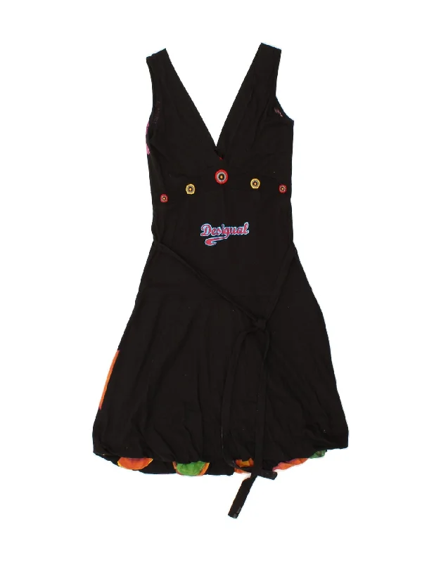 DESIGUAL Womens Graphic Sleeveless A-Line Dress UK 12 Medium Black Floral Tunics Trendy modern DESIGUAL Womens Graphic Sleeveless A-Line Dress UK 12 Medium Black Floral Tunics Trendy modern