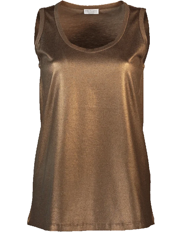 Lamé Cotton Tank high neck tank