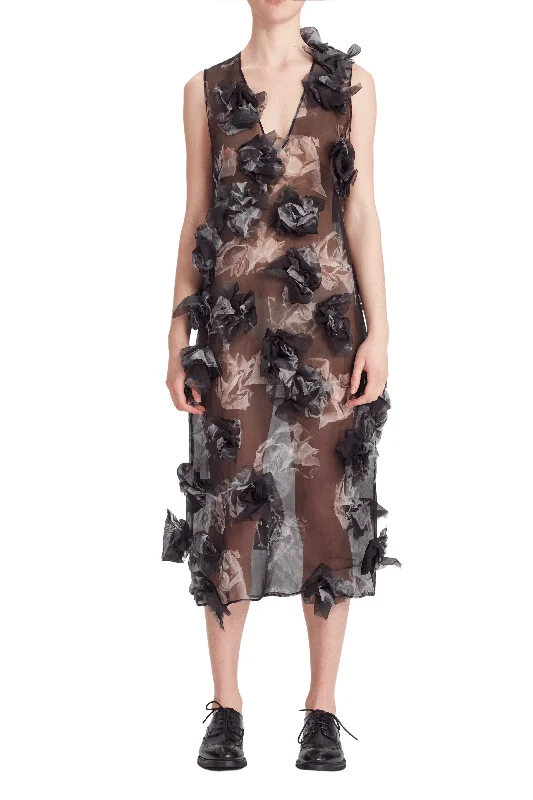 Organza Crushed Applique Dress Tunics Velvet soft
