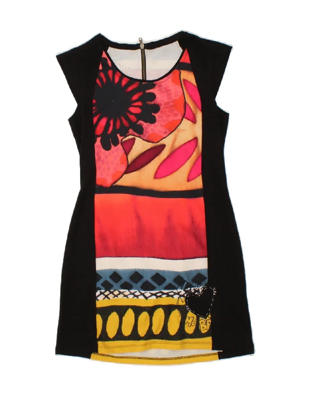 DESIGUAL Womens Graphic Sheath Dress UK 18 XL Black Colourblock Polyester Tunics Essential wardrobe