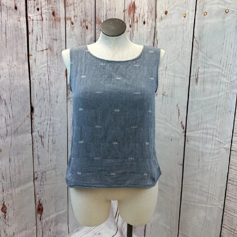 EILEEN FISHER NVY DENM TANK SZ L TCC sequin tank top