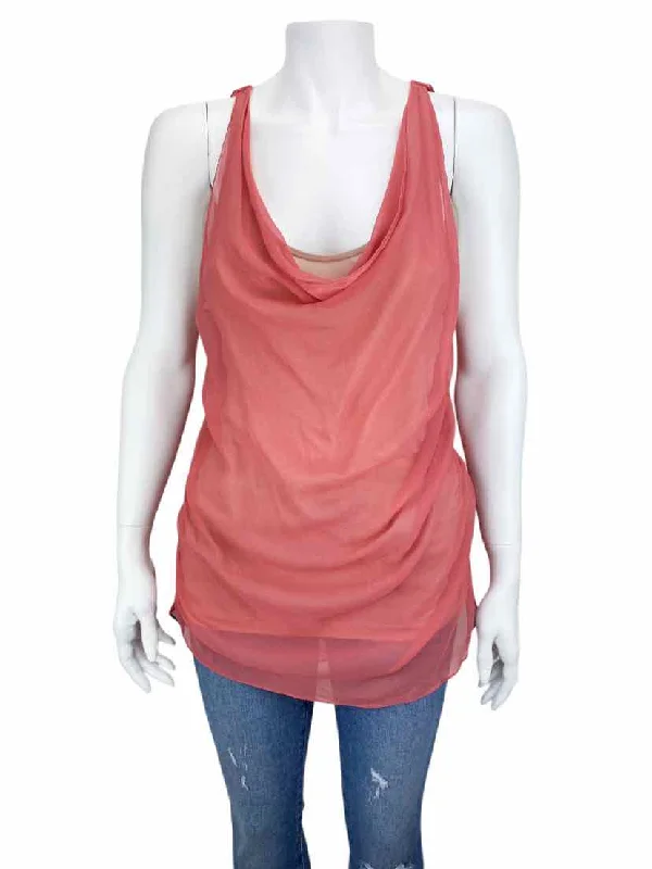 Haute Hippie, Women's Drape-Front Chiffon/Knit Tank, Rosewood/Blush, Size M tie dye tank