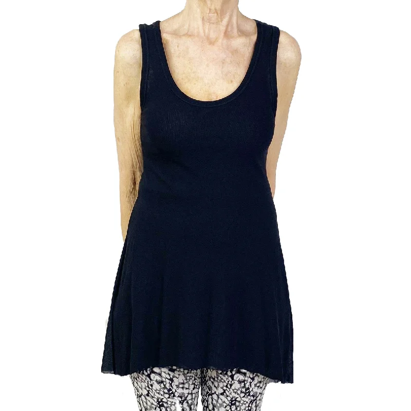 MESH LONG A-LINE TANK TOP spandex blend tank