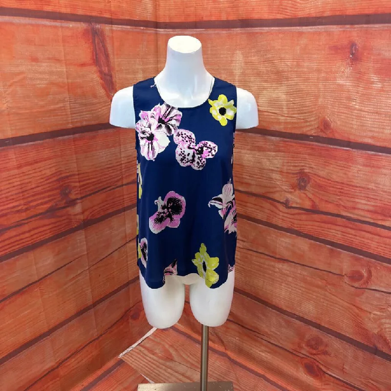 J CREW NAVY FLORAL TANK SZ 2 TCC seamless tank top