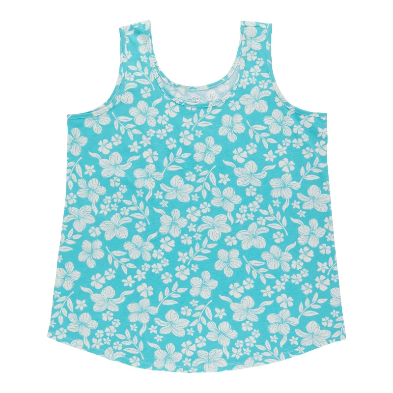 mySTYLE Women's Plus Floral Tank Top cutout tank top
