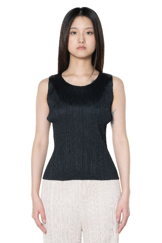 Basic Crew Neck Tank-Top Black flirty tank top