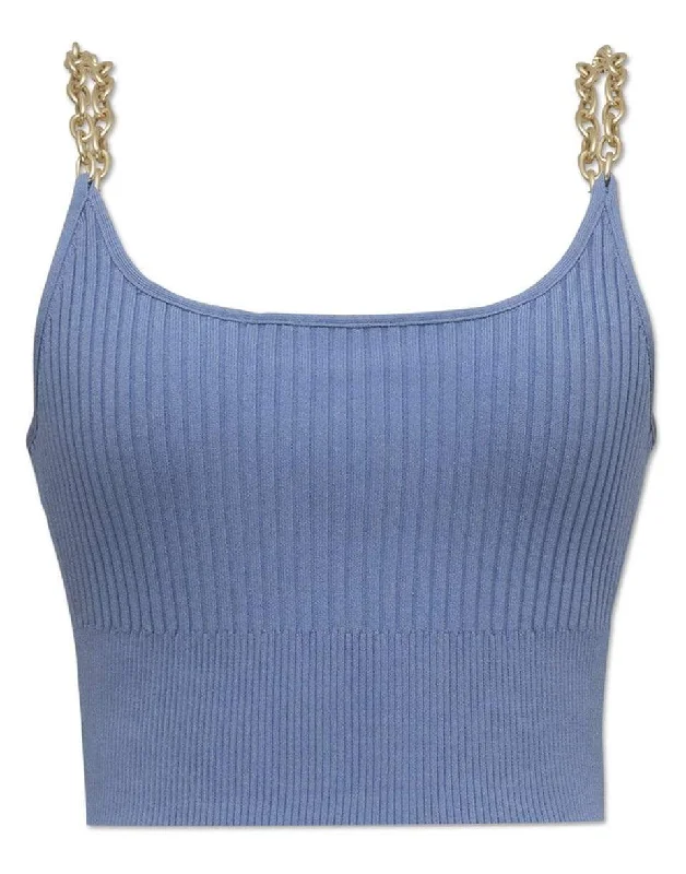 Genevieve Compact Rib Chain Tank Top print tank top